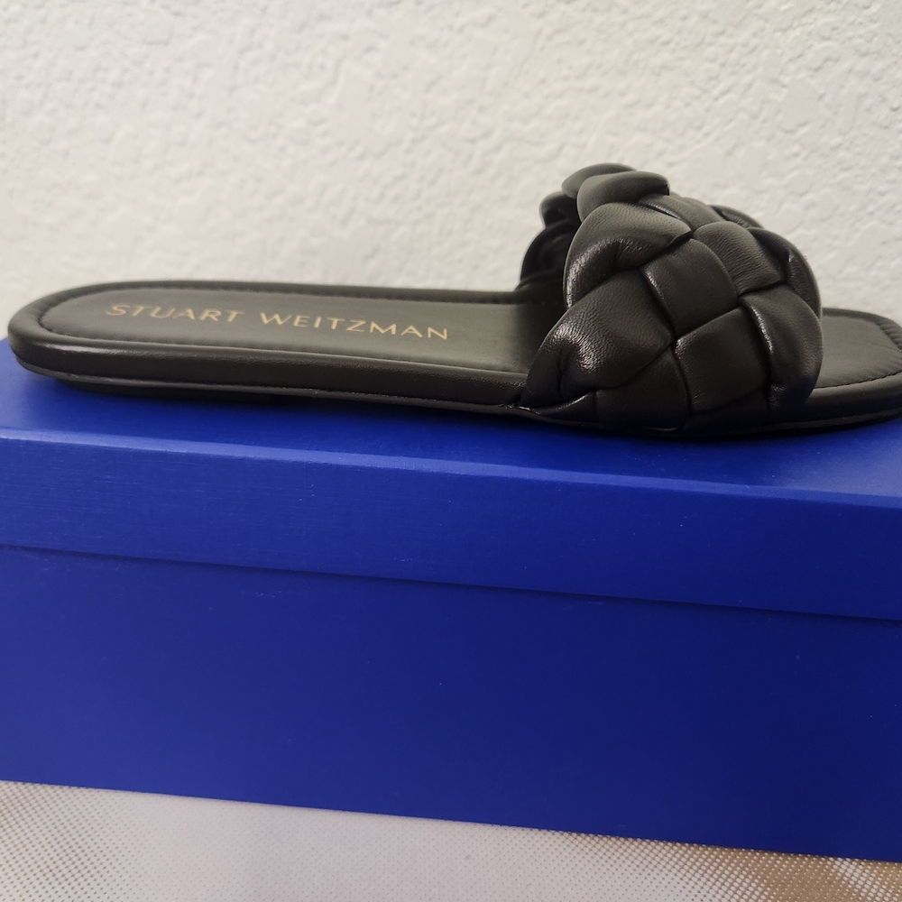 Stuart Weitzman Black Braided Sandals